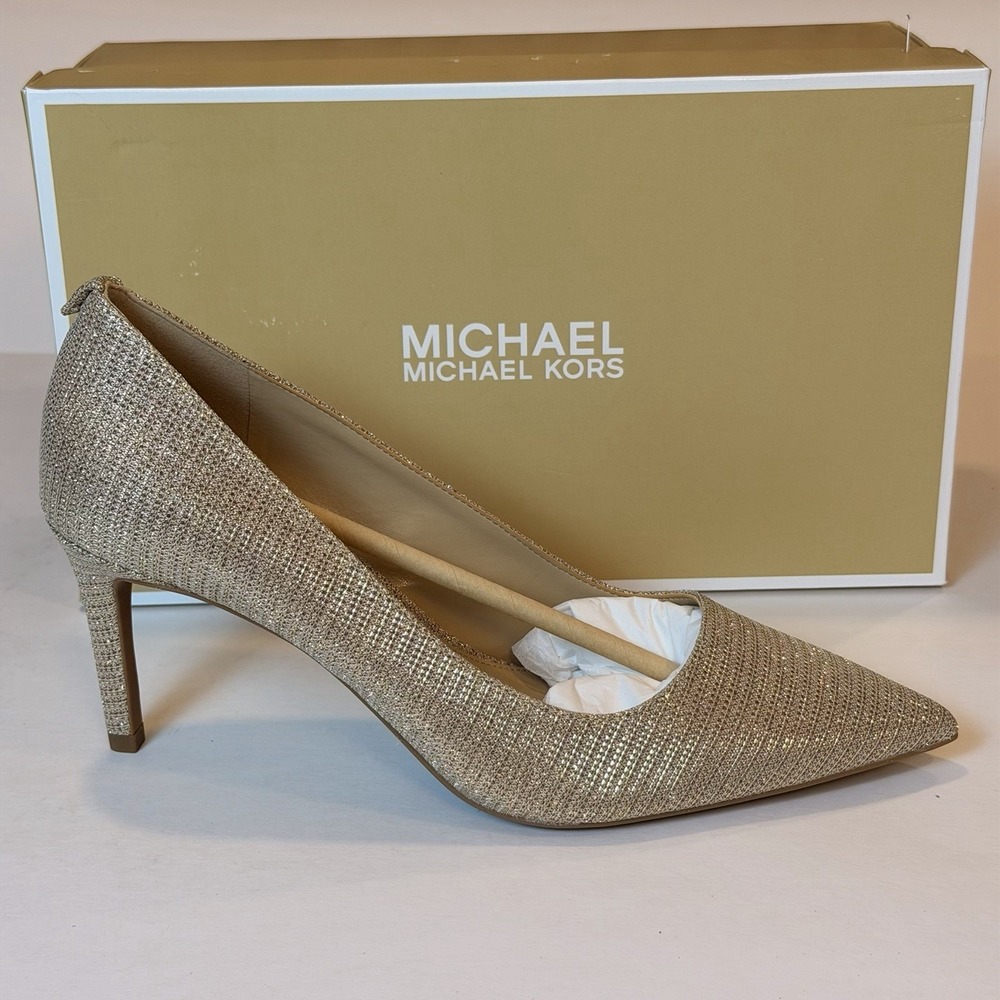 Michael Kors Size-8.5M Women's Alina Flex Pump Gold Glitter Chain Mesh Gold - Picture 1 of 10